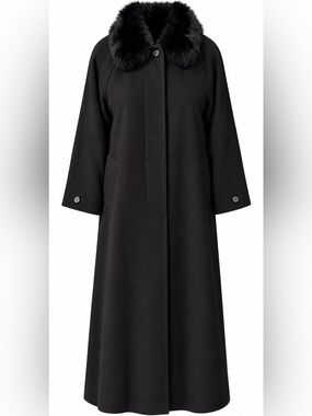 J. Percy for Marvin Richards Lambswool Maxi Coat Fox Fur Collar 14